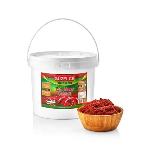 Baharat Marketi Hatay Yöresel Doğal Acısız Biber Salçası Tatlı 20 Kg Kova